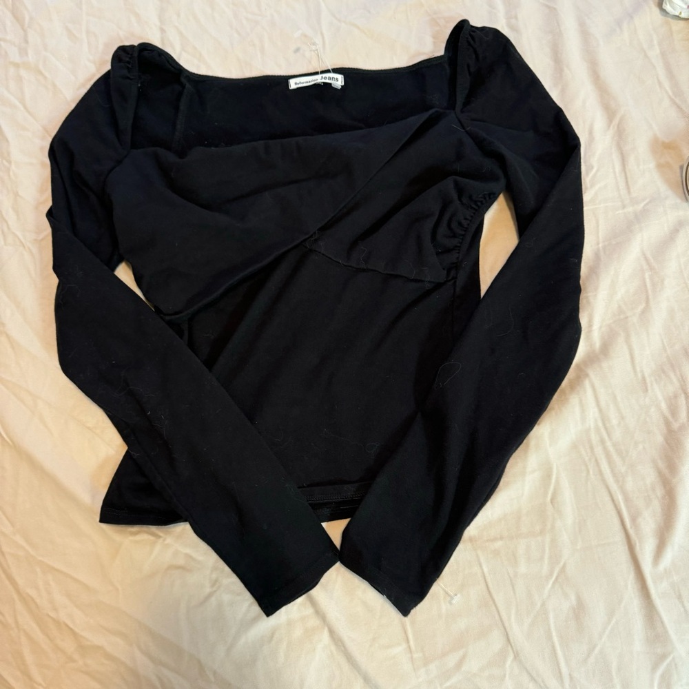 Reformation Black Long Sleeve Top